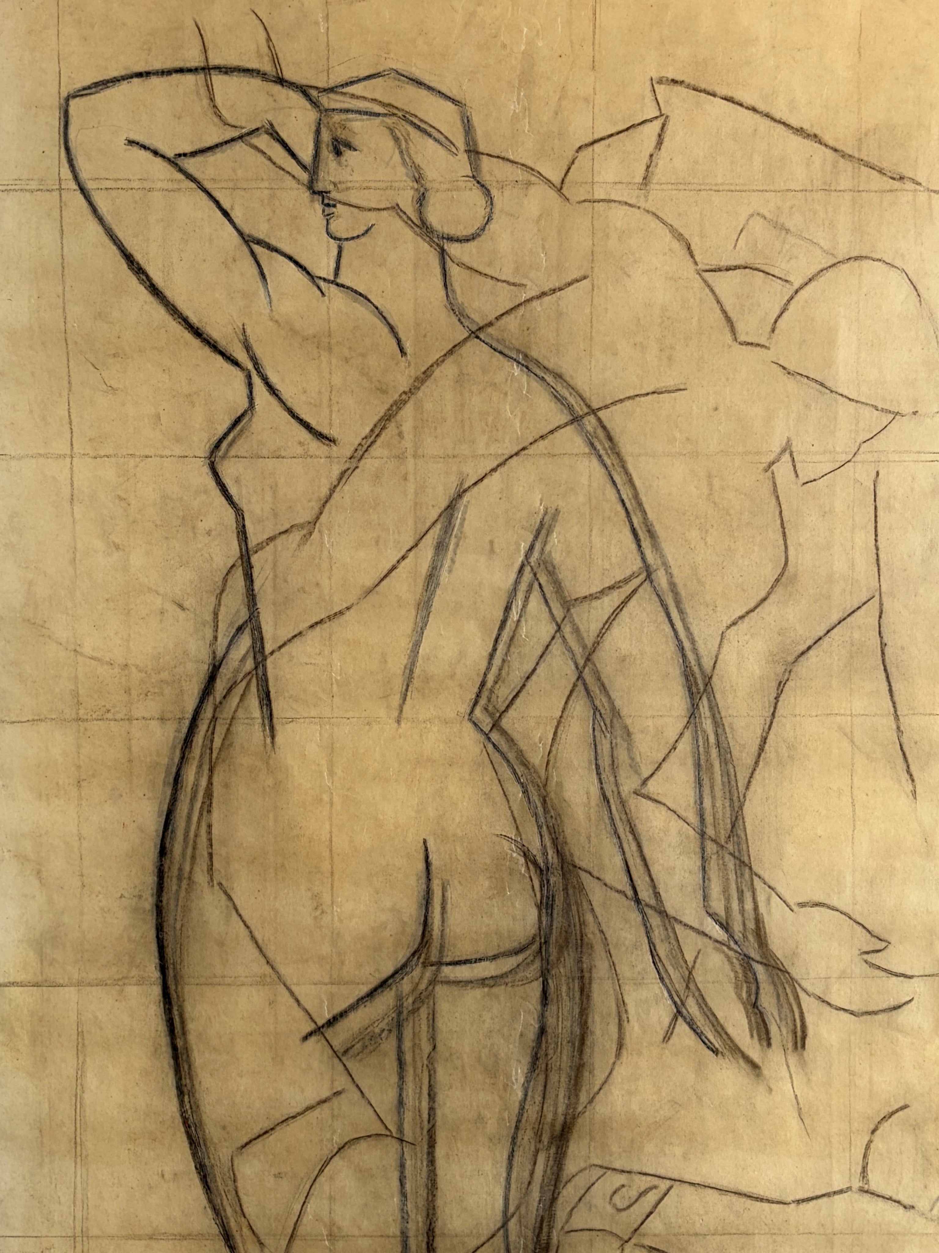 Monumental Art Deco Mural Esquisse by Emile Courtin (1923-1997), France, late 1940s — additional view