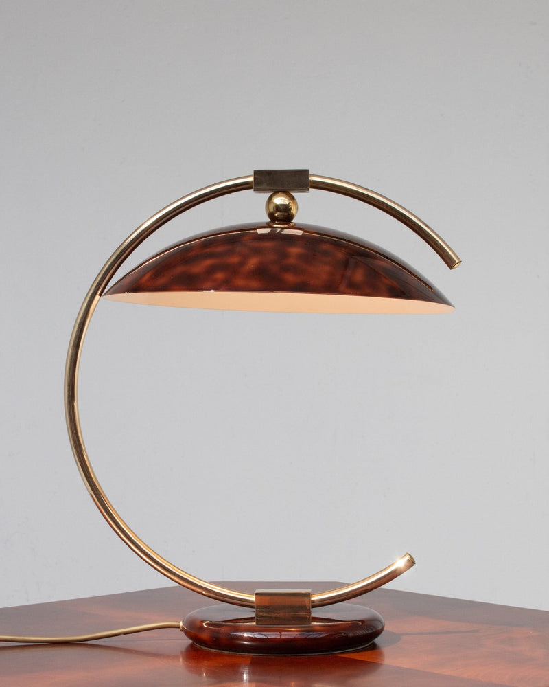 Vintage Tortoiseshell Table Lamp in Brass by Malata Antwerp | The Oblist