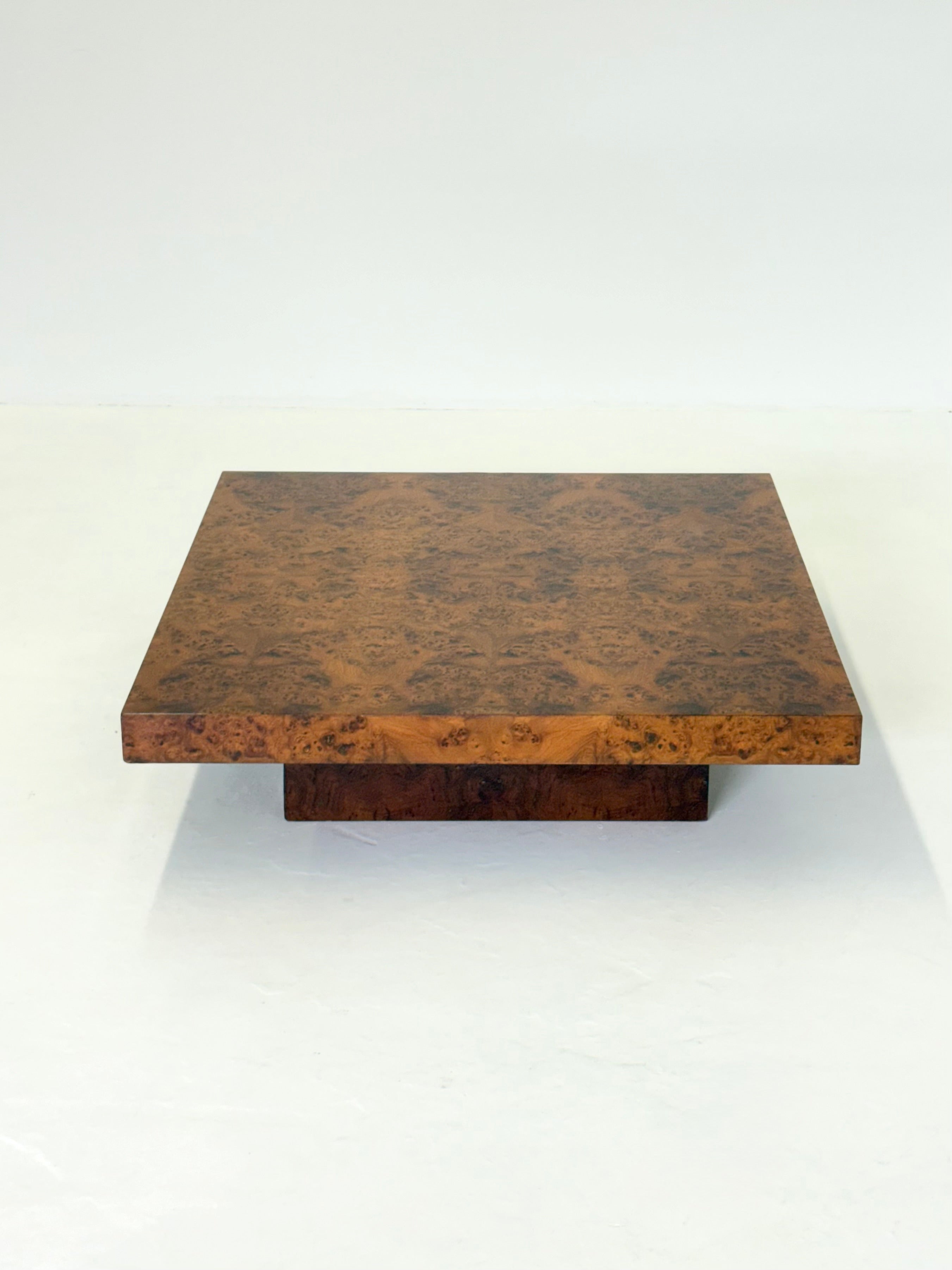 XL Square Coffee Table by Turri made of burl wood — lifestyle setting