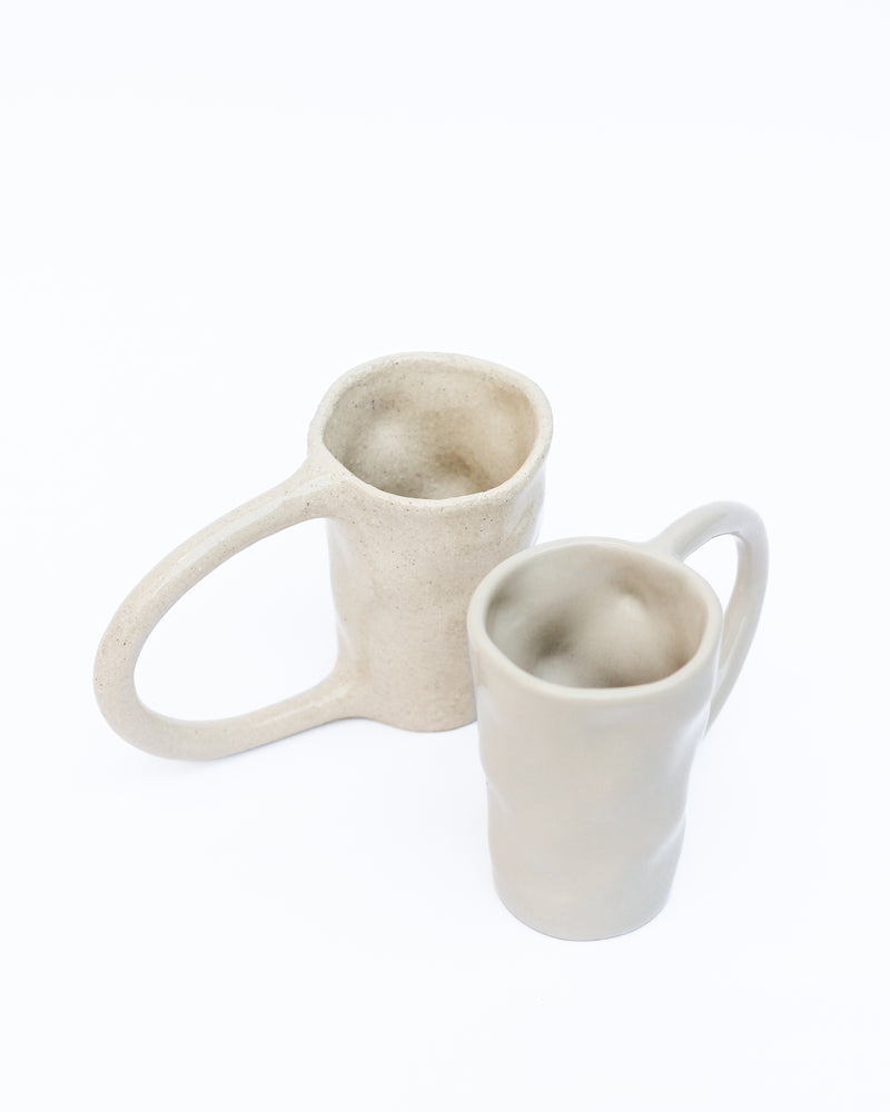 Large Stoneware Coffee Mug — close-up of textured beige surface