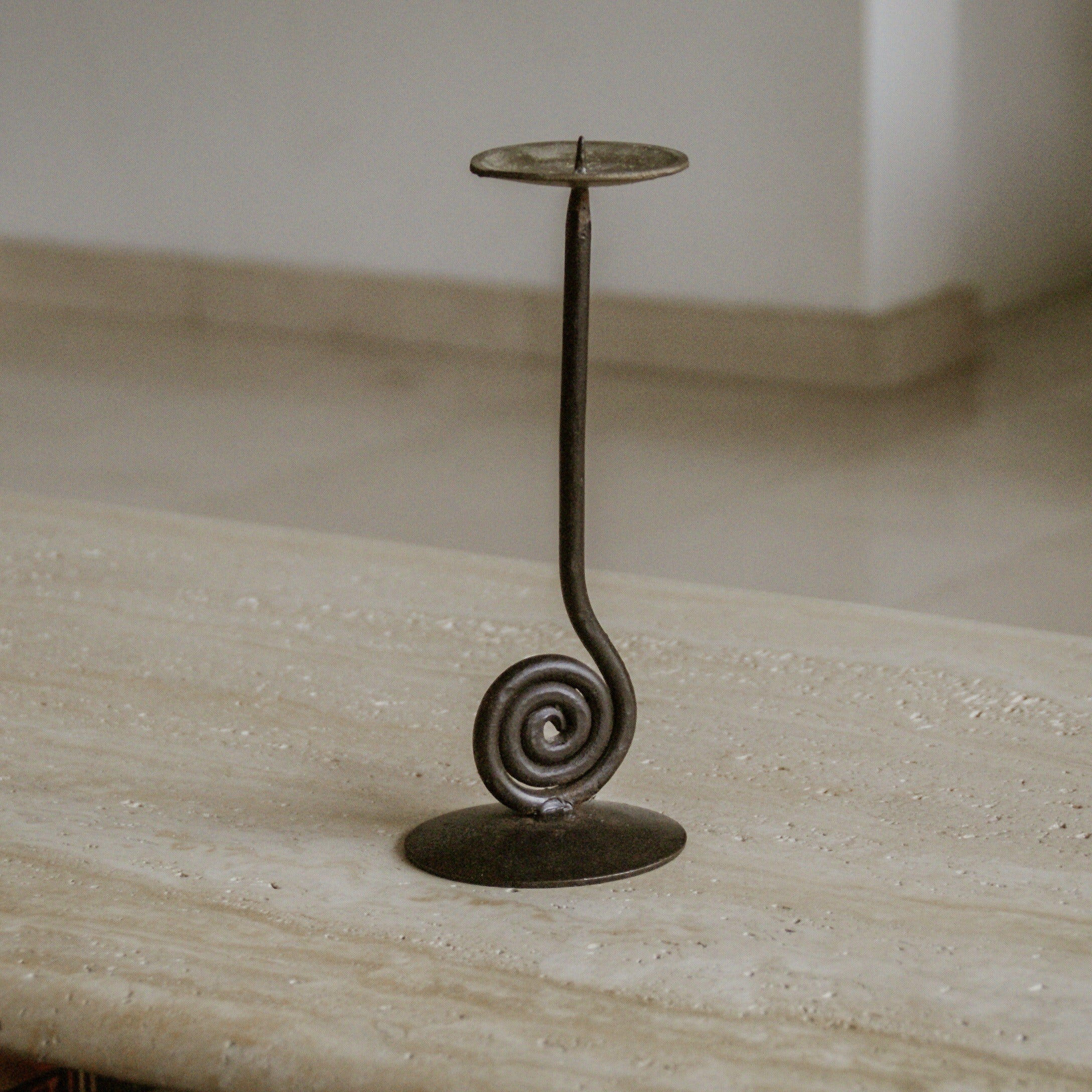 Swirl Cast Iron Candle Holder — detail view