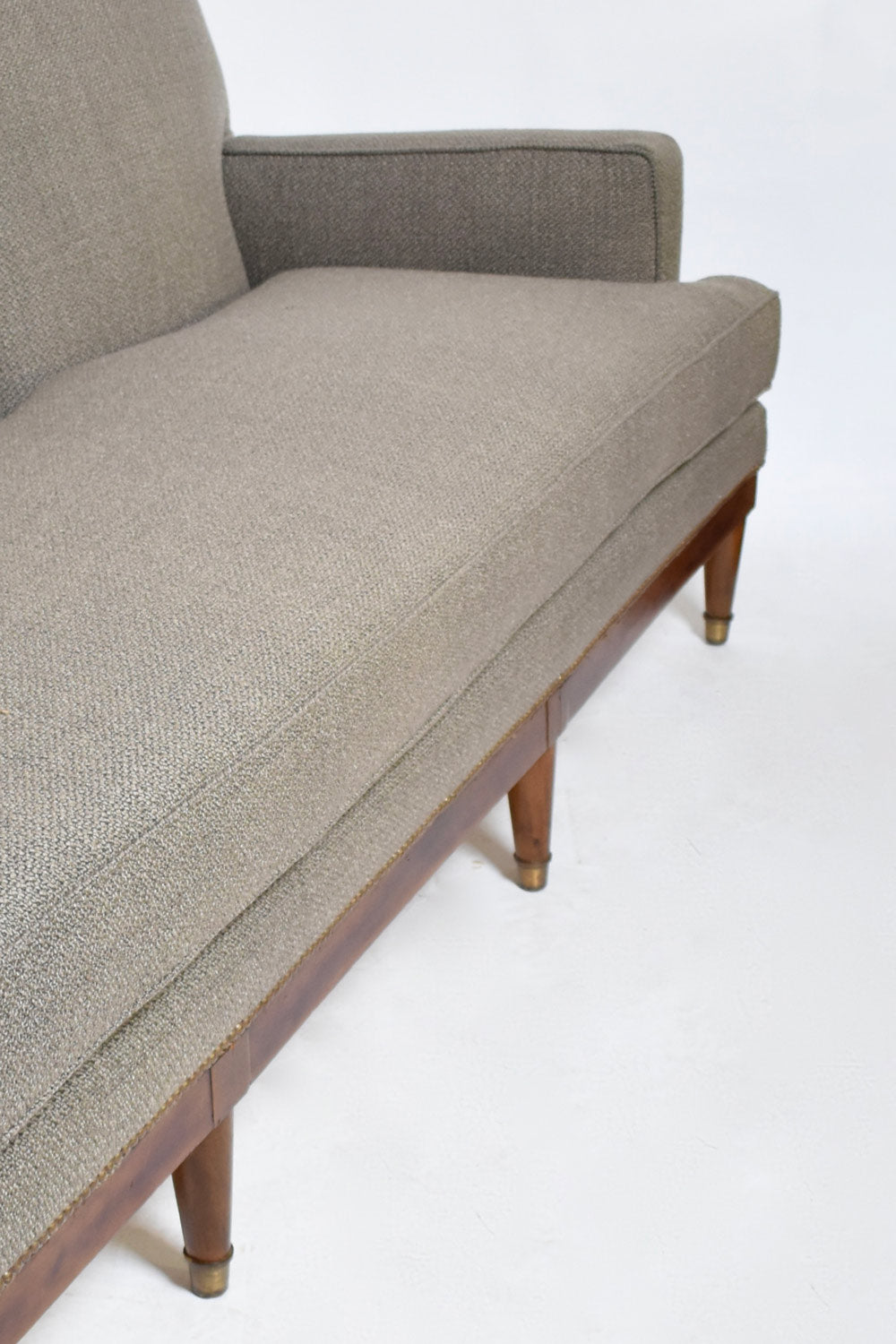 Three Seats Sofa, 1960s — side angle showing textured fabric and wooden legs
