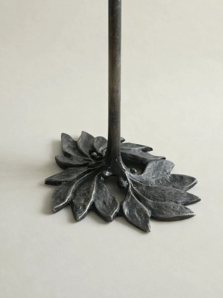 1960s Art Nouveau Silver-plated Brass Candlestick — detail view