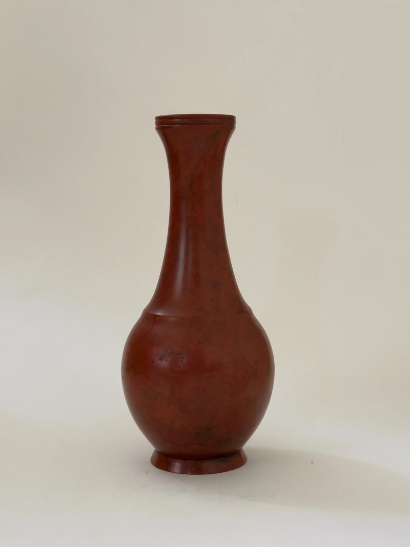 Japanese Bronze Vase with Mottled Vermilion Patina | The Oblist — handcrafted, rich color