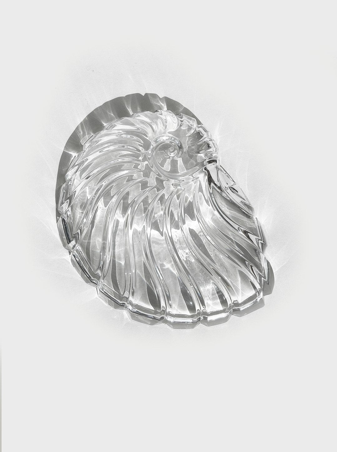 Crystal Shell Vide Poche — side angle showing clear glass design