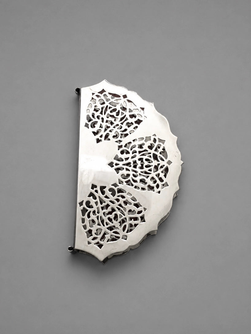 Vintage Silver-Plated Cutwork Napkin Holder — detail view