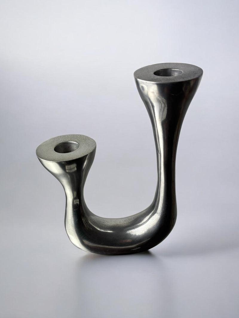 Biomorphic Candleholder, Aluminum, Spain, Circa 1970s by Malamar Studio | The Oblist — handcrafted aluminum design