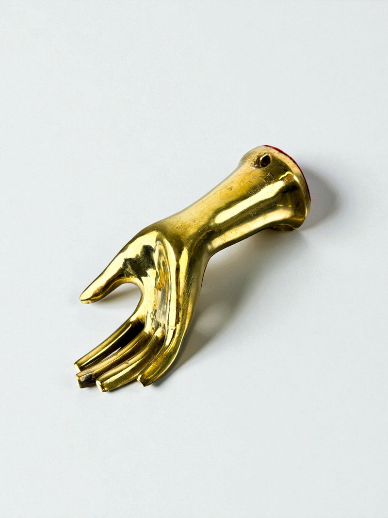 Bronze Hand-Shaped Wall Hook, Gilded Finish, Italy, 1970s — close-up showing detailed hand design