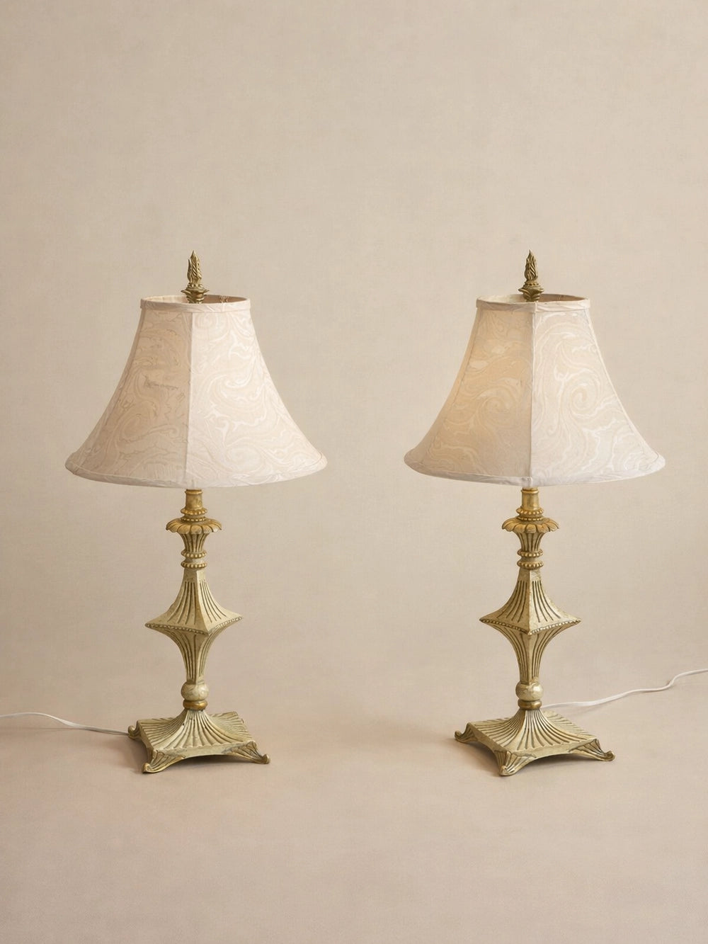 1940s Paris Fluted Pyramid & Swirl Relief Lamp — detail view