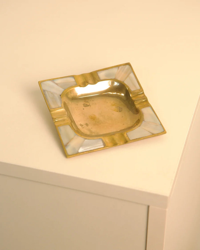 Vintage Italian brass and mother-of-pearl ashtray from 1930s