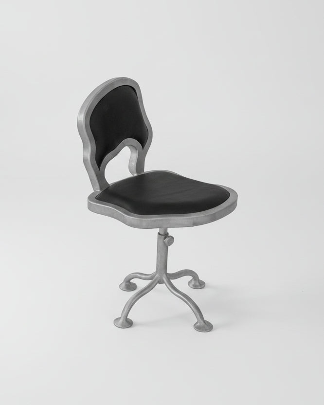 Contemporary Office Chair by Six Dots Design | The Oblist — metal frame, black leather seat