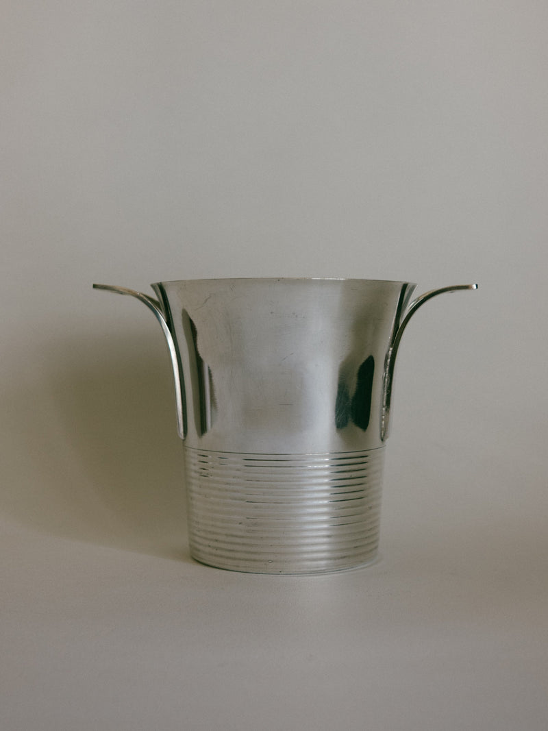 French Art Deco Silver-Plated Small Wine Cooler / Ice Bucket by Deschamps Frères c. 1930s — side angle