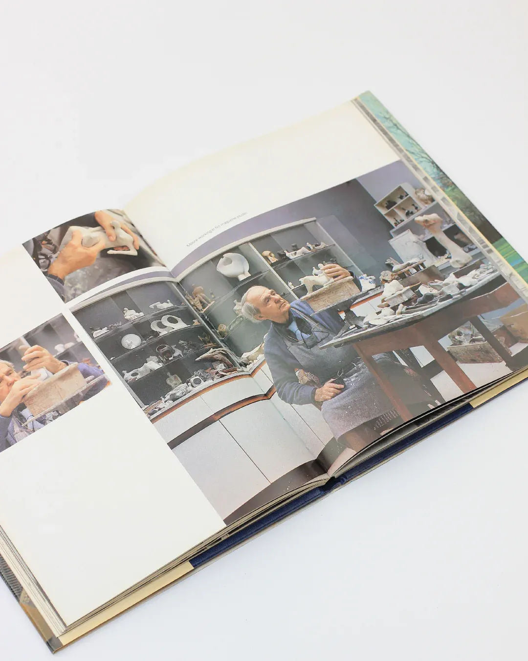 With Henry Moore' Art Book — open view showing artist at work
