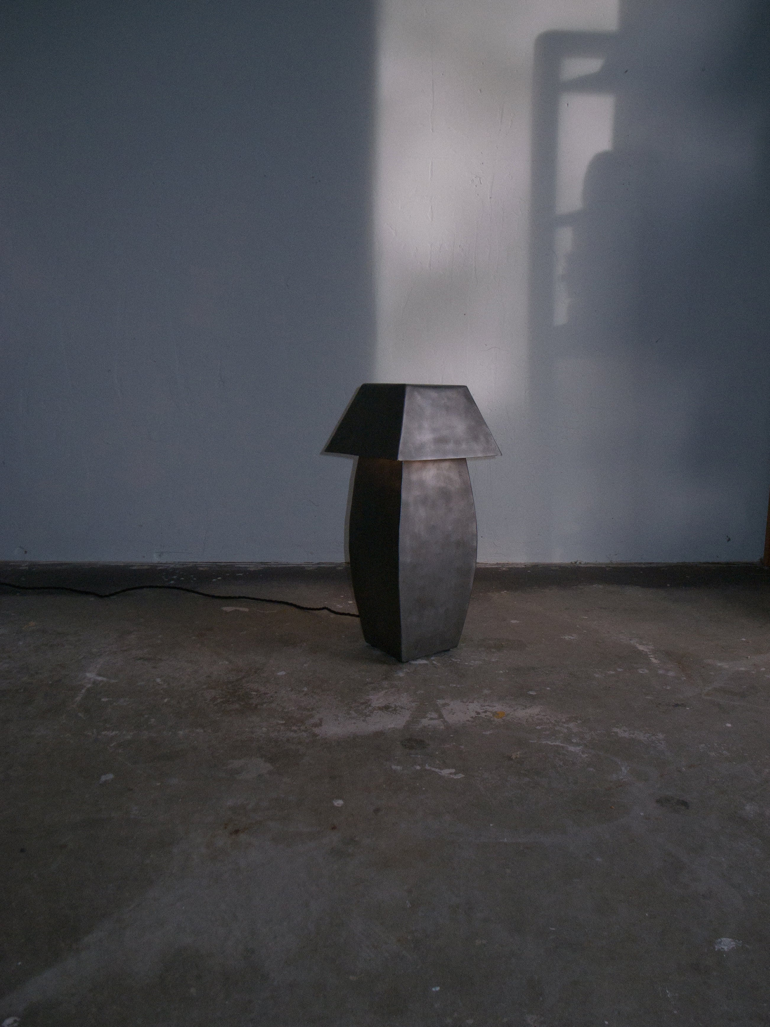 Tall Hammered Steel Lamp