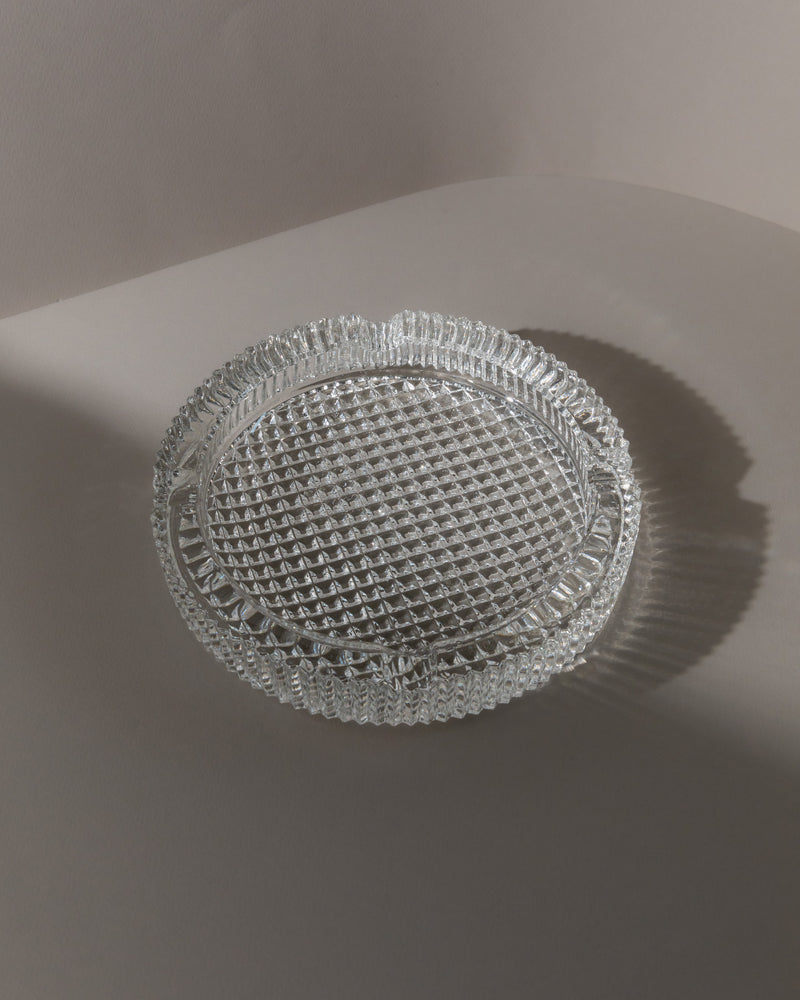 Large vintage Murano glass ashtray with diamond-cut pattern, 1960s