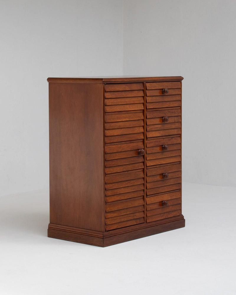 Mid Century Slatted Cabinet with Drawers and Storage by Malata Antwerp | The Oblist