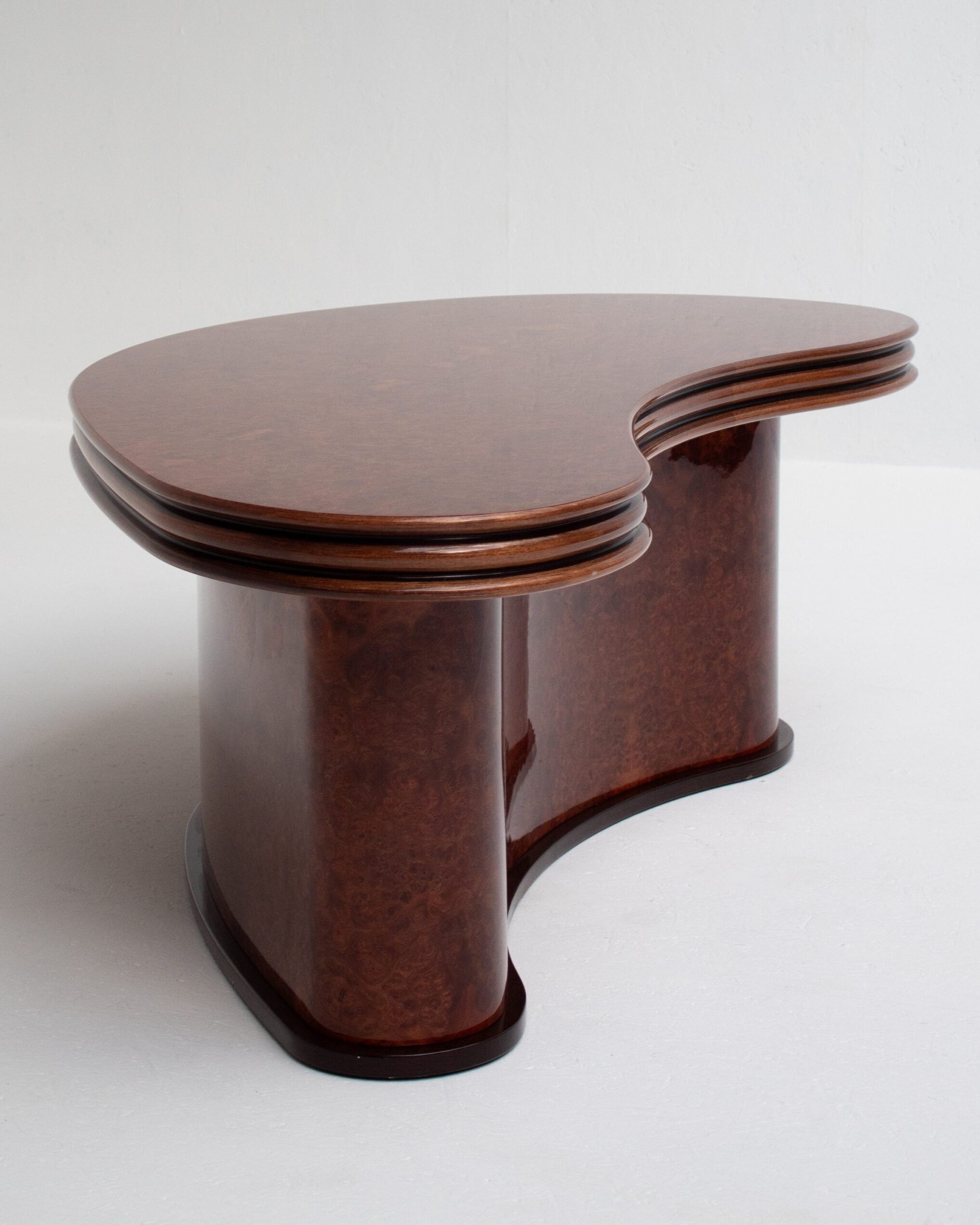 Curved Burl Wood Coffee Table