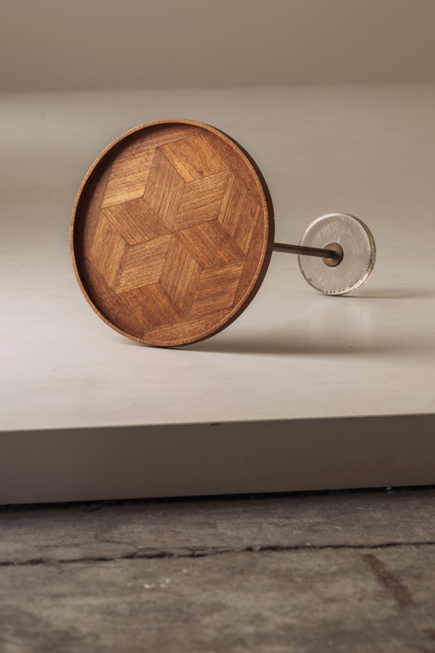 Exceptional Danish Side Table in Oak, Brass and Glass, Denmark 1960s — additional view