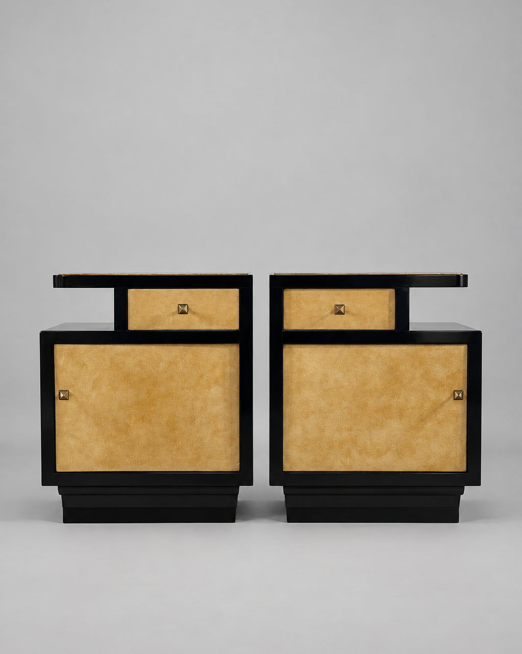 Italian Art Deco Parchment Bedside Tables, 1930s–40s — alternate view