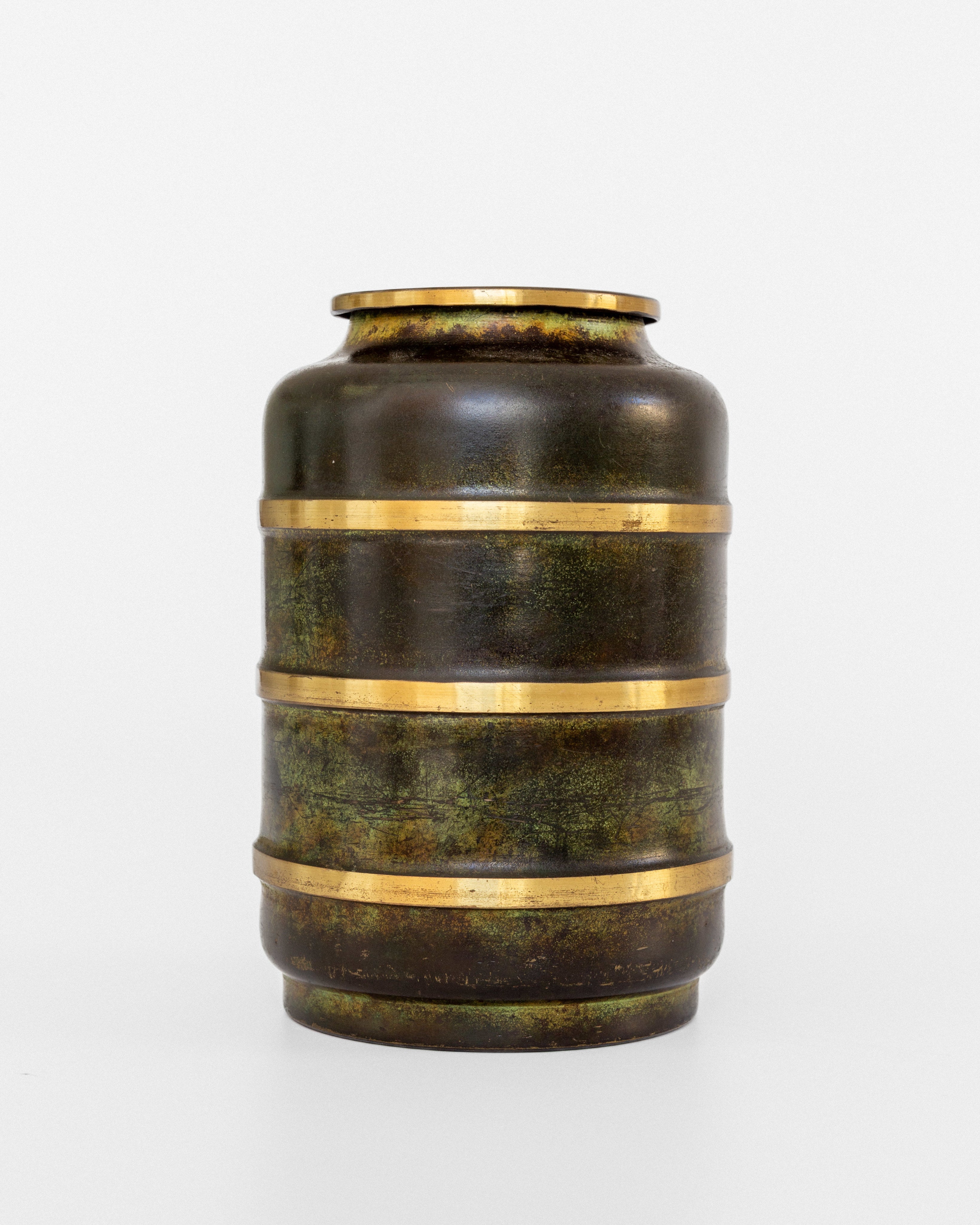 Pair of Modernist Bronze and Brass Vases