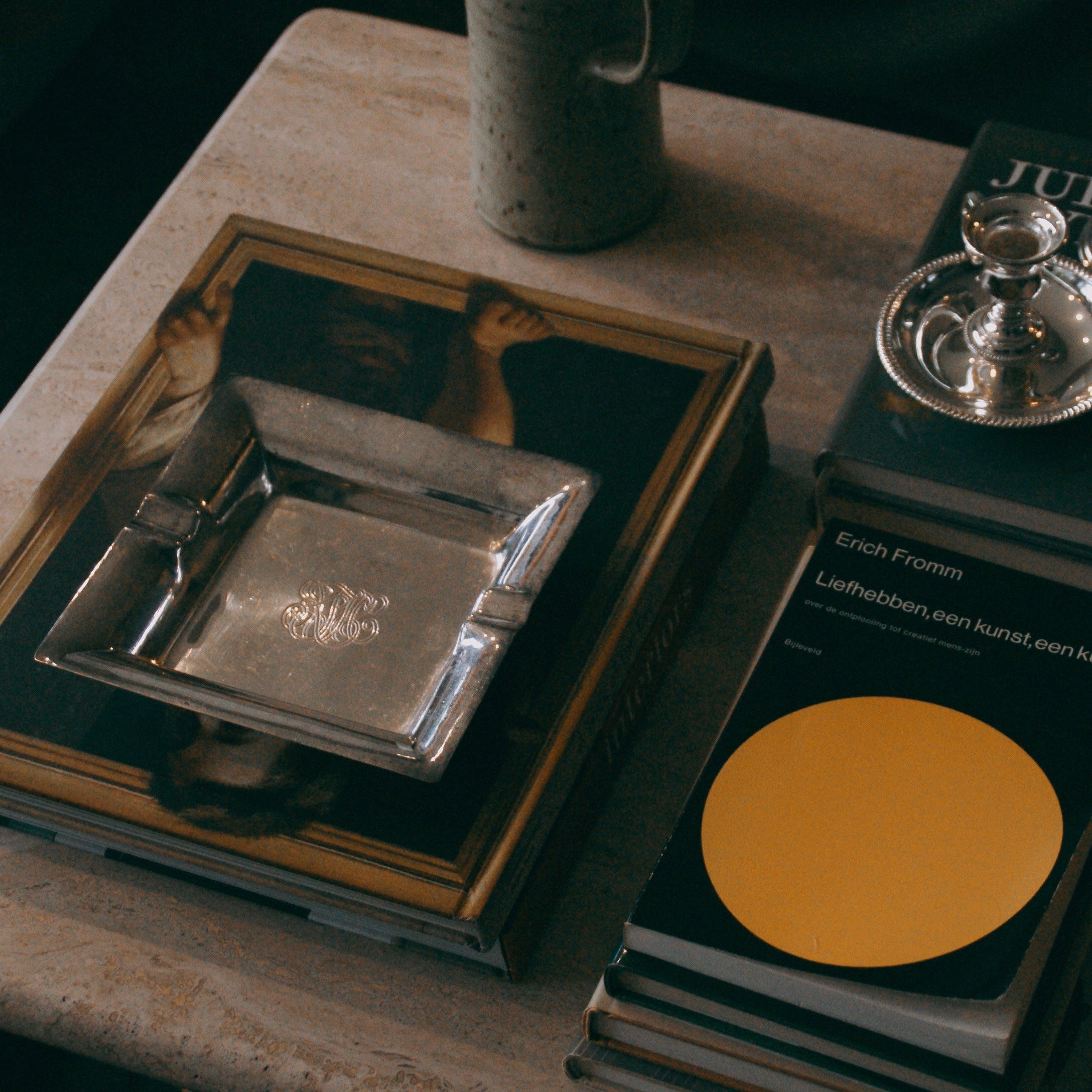 Silver Ashtray — lifestyle setting
