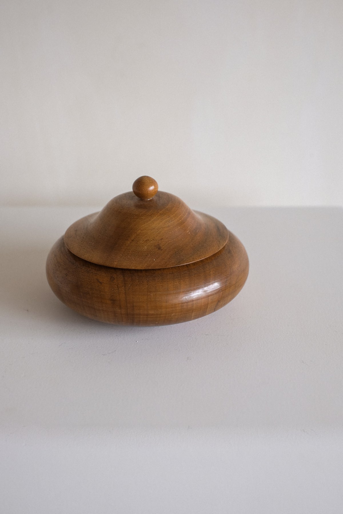 Handcrafted Wooden Lidded Bowl — detail view