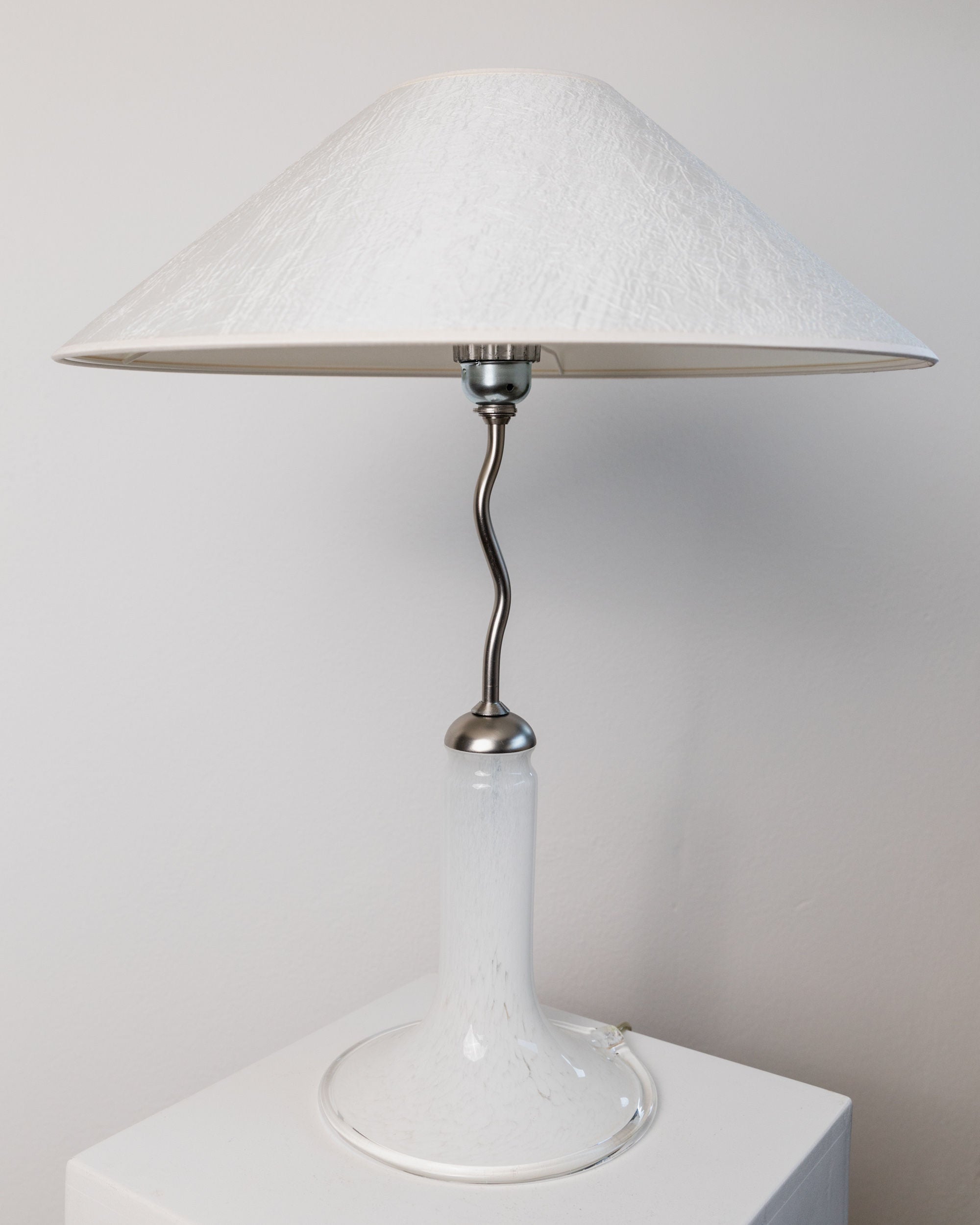 Murano Glass Table Lamp, Italy 1980s — side view on white table