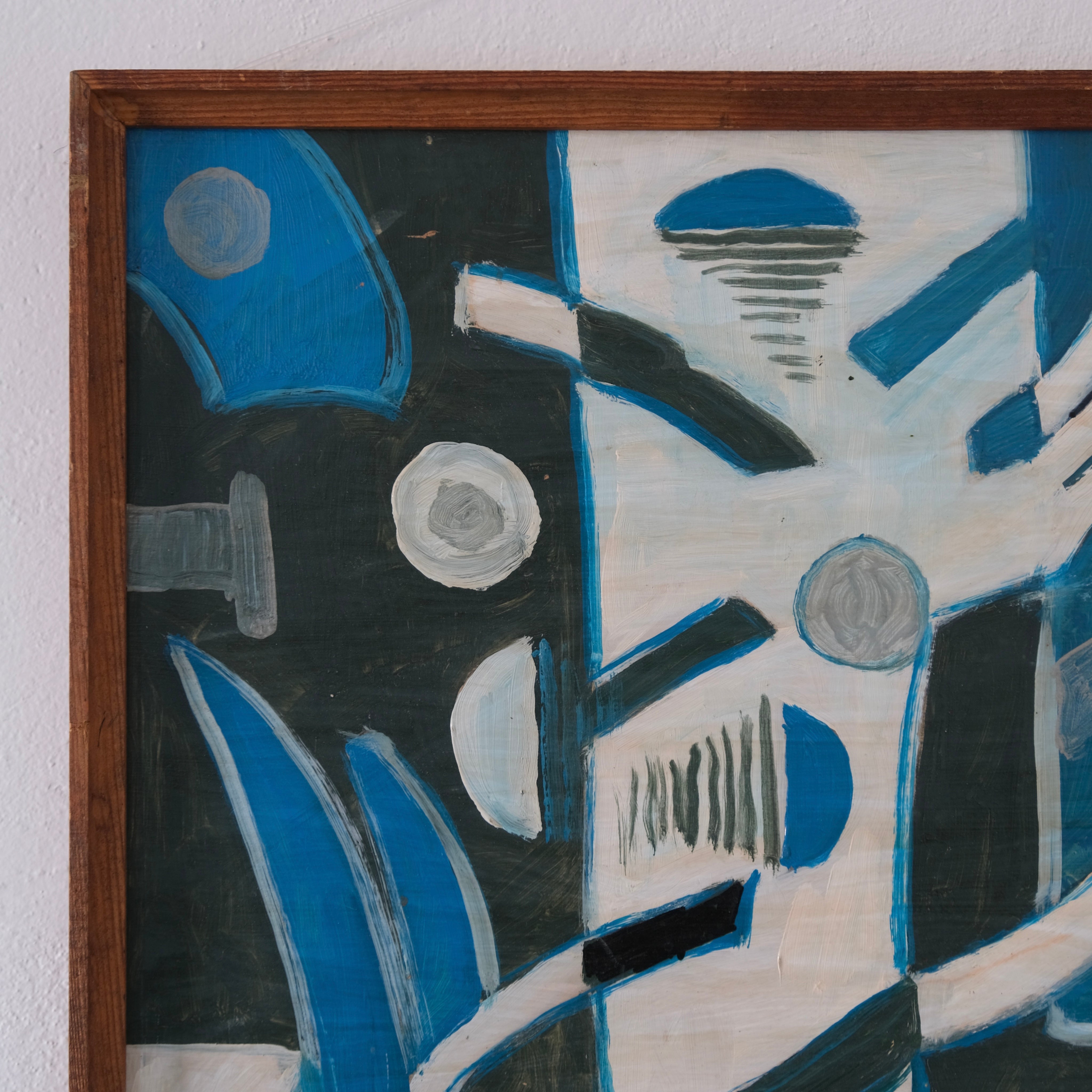 Uldis Rēdelis Blue Abstract Painting "Items", Latvia, 2006 — close-up of blue and white textured paint