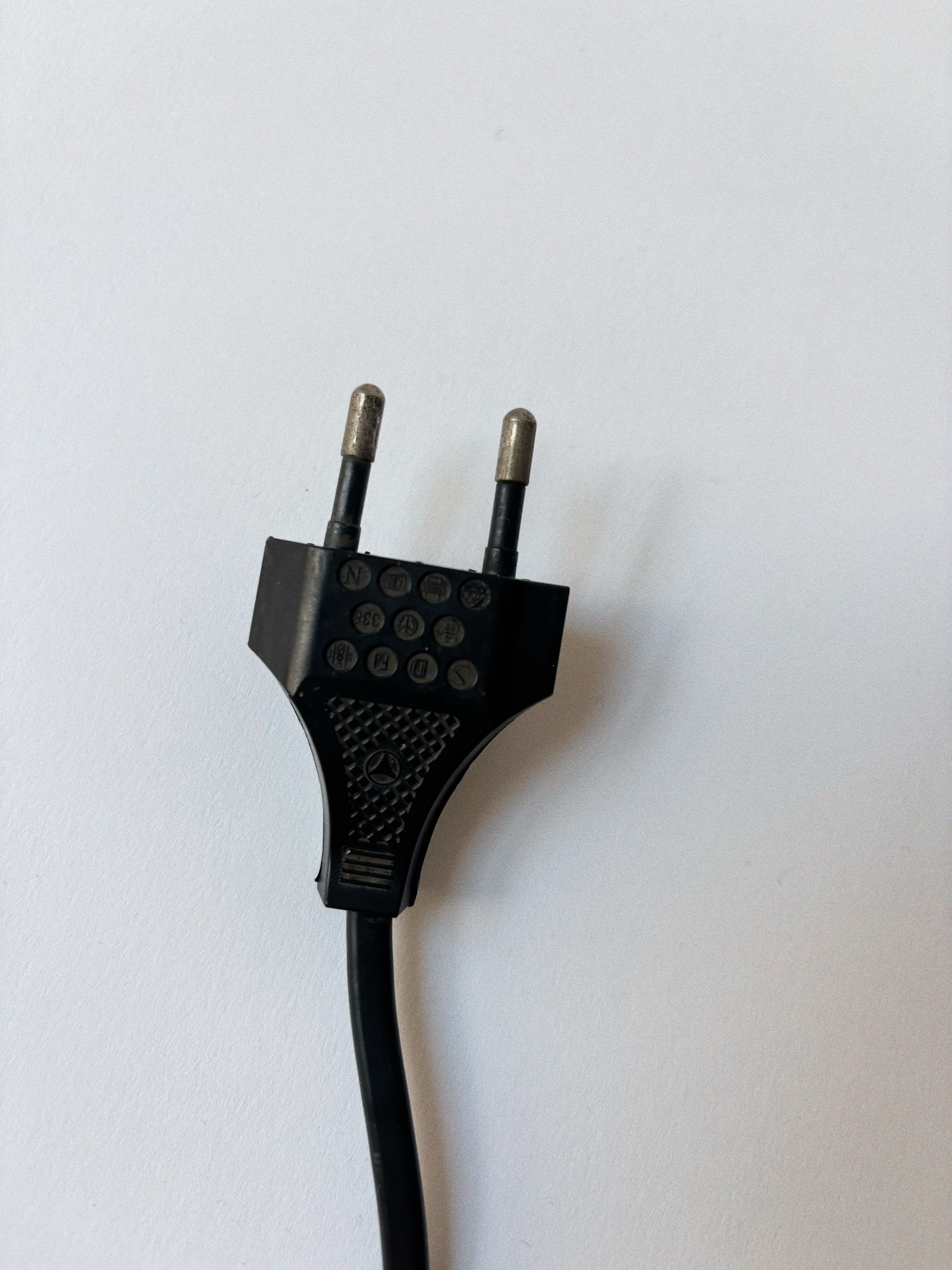 Arched Metal and Glass Lamp, Italy c. 1990’s - 2000’s — close-up of black power plug