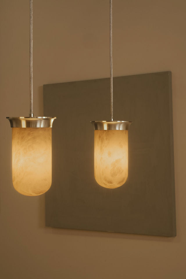 Alabaster Lanterns - Yukimi Triple Pendants — lifestyle setting
