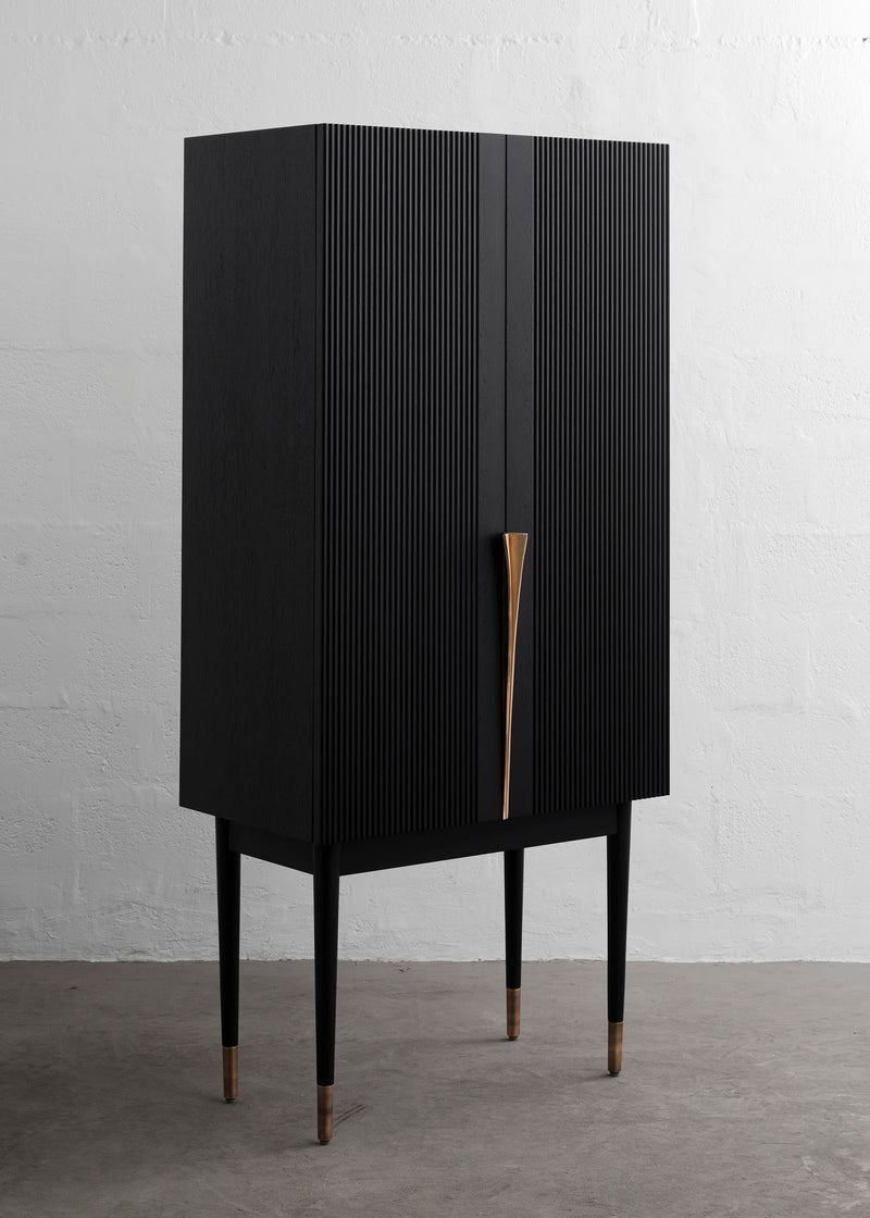 PERFIDIA_01 Bar Cabinet in Solid Wood and Casted Bronze Details — detail view