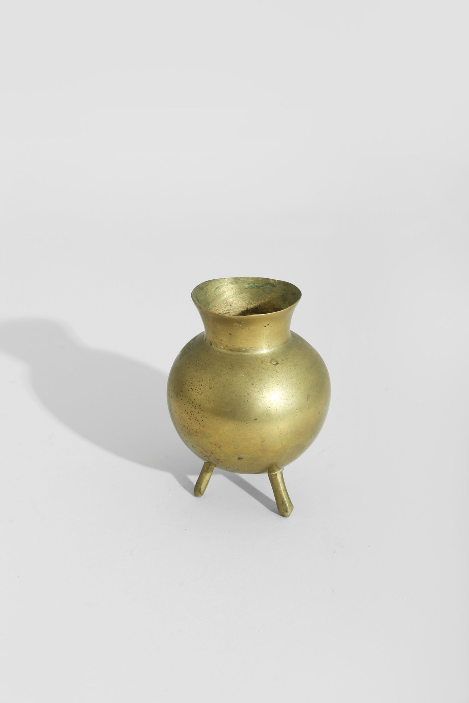Brass Tripod Vessel — side angle