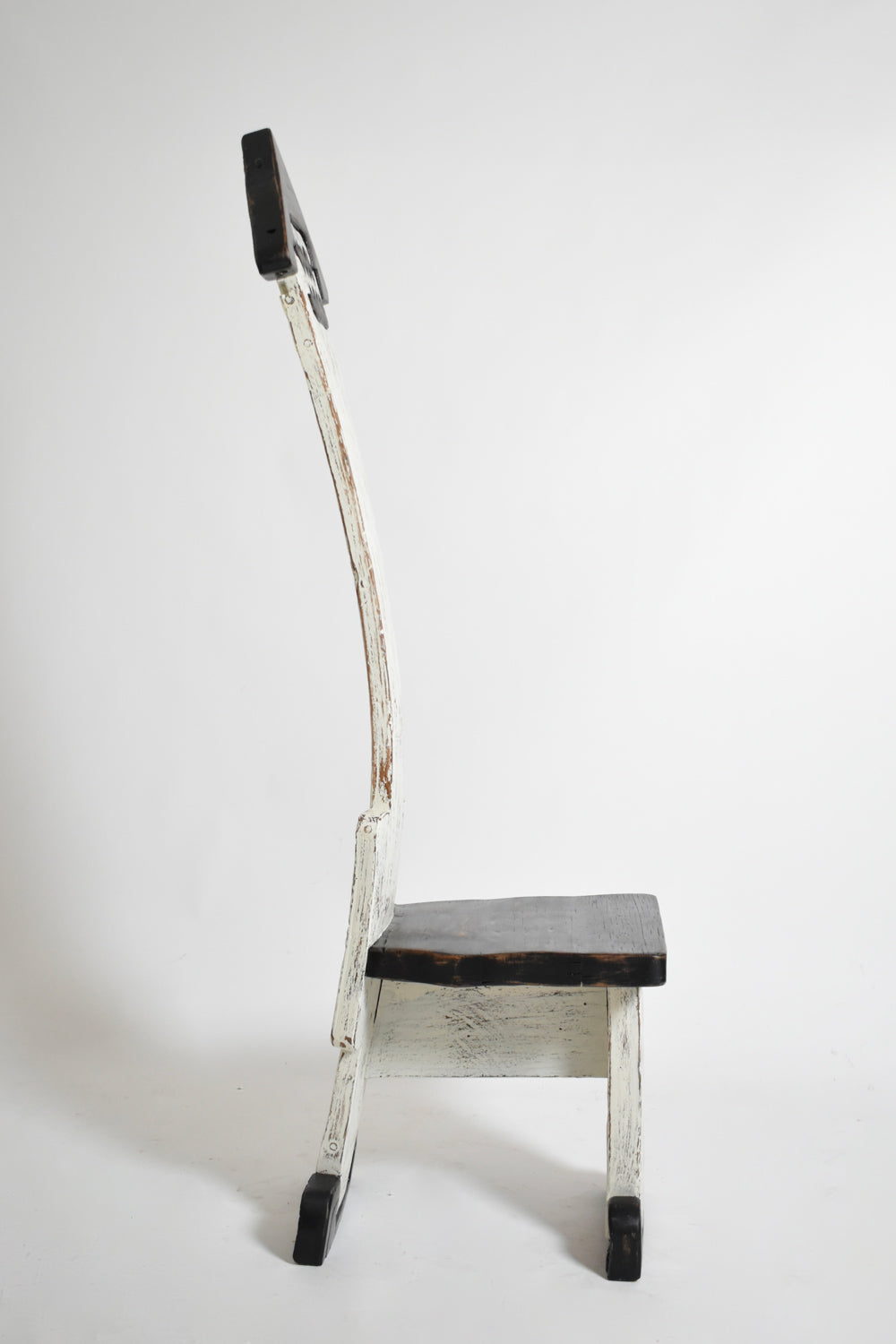 Pair of Bicolor Tainted Wood Chairs Totems, 1980s — lifestyle setting