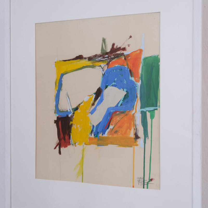Leopold Fare Abstract Composition Painting | 1960s — close-up of vibrant colors and brushstrokes