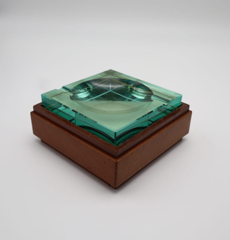 Fontana Arte Nile-Green Crystal Ashtray by Forma Finds | The Oblist — vintage crystal, hidden compartment