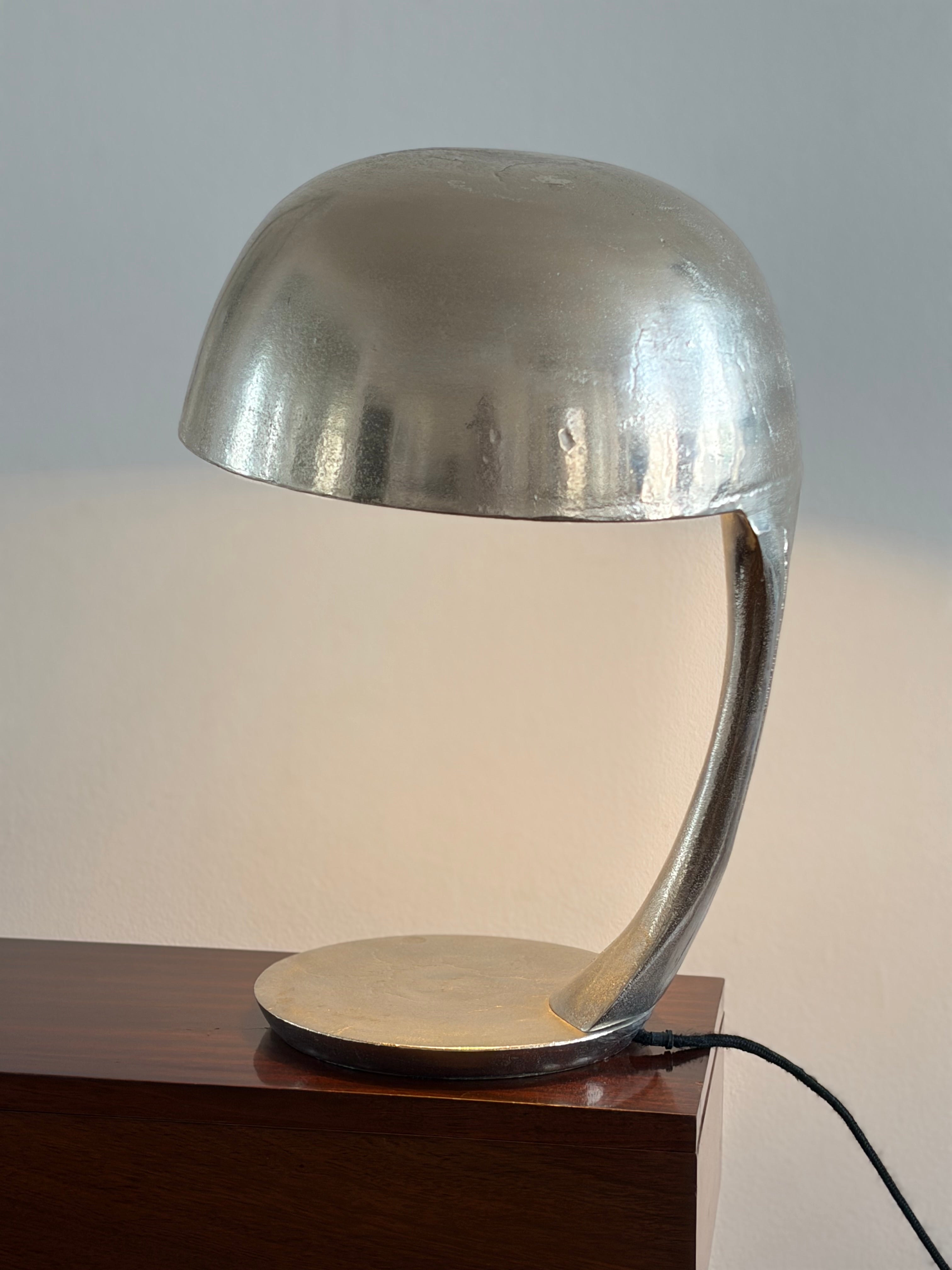 Solid Chrome Helmet Lamp, Italy, 1970s — lifestyle setting