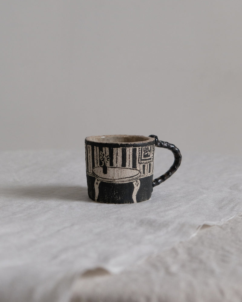 Chamber – Hand-Built Ceramic Cup by M.Pei Studio | The Oblist — black and white design