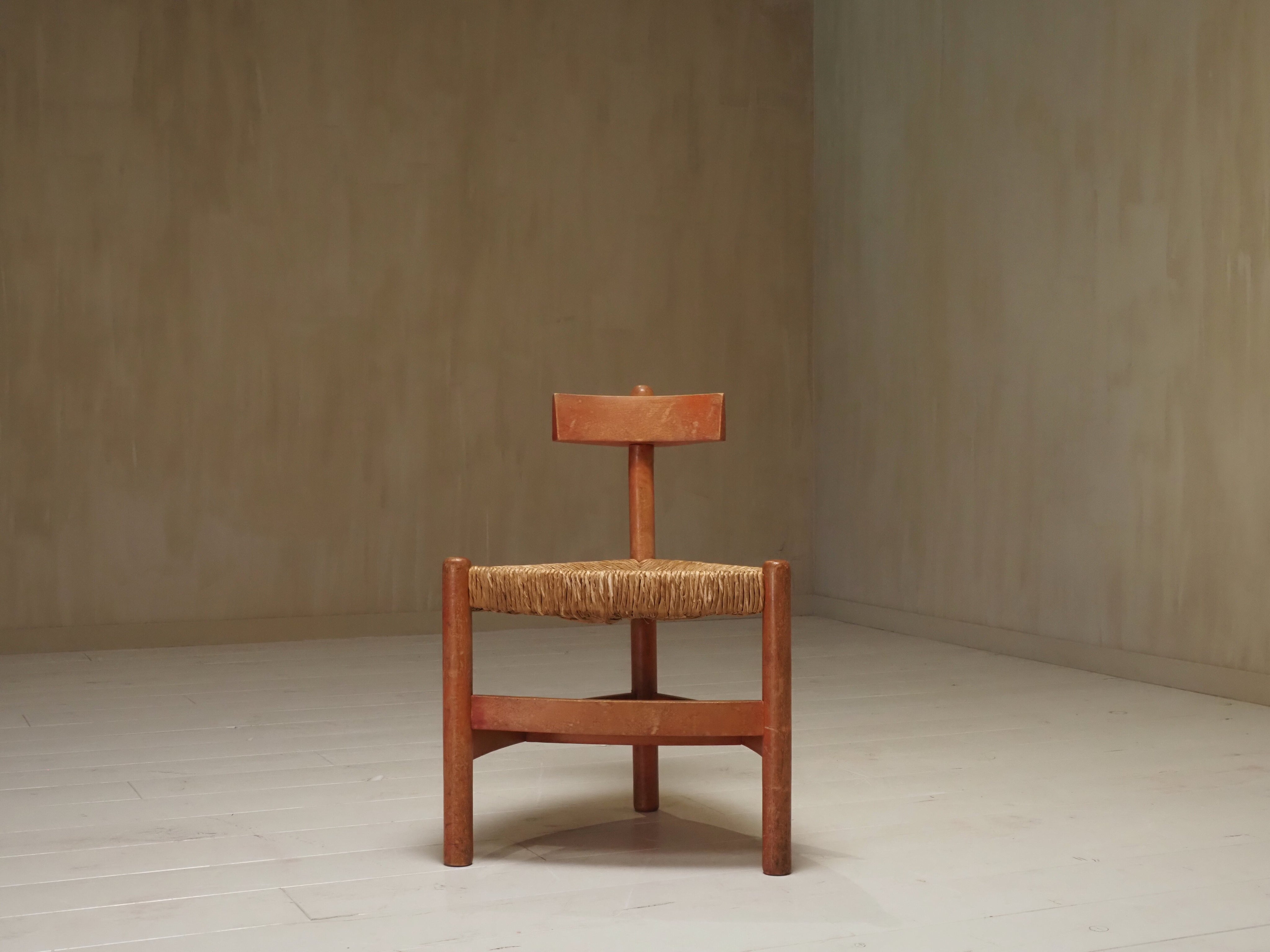 Architectural Dutch 1960's wooden accent chair — alternate view