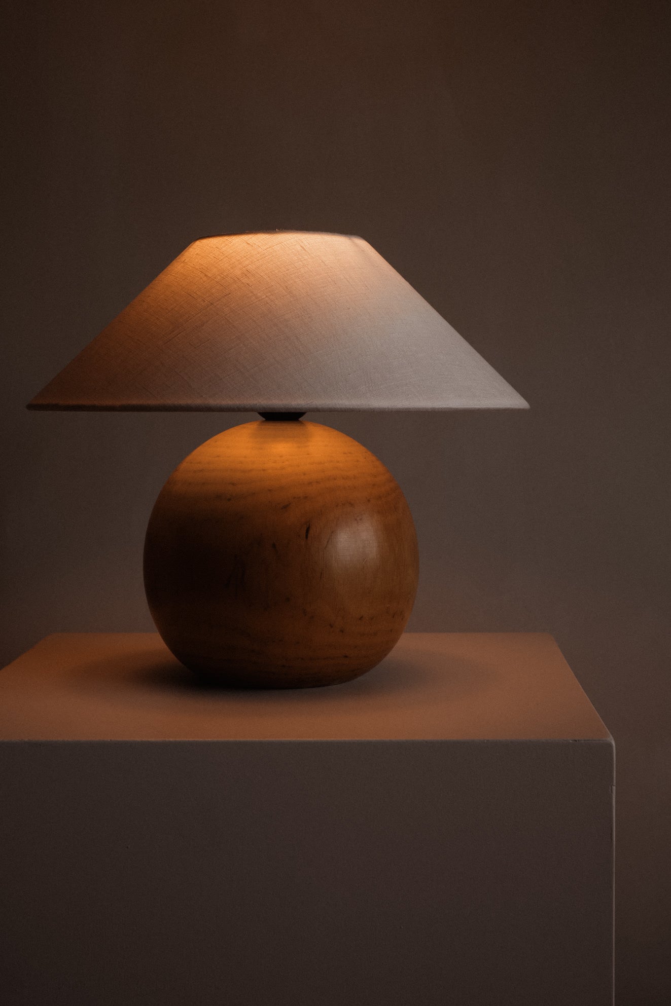 Wooden table lamp — side angle