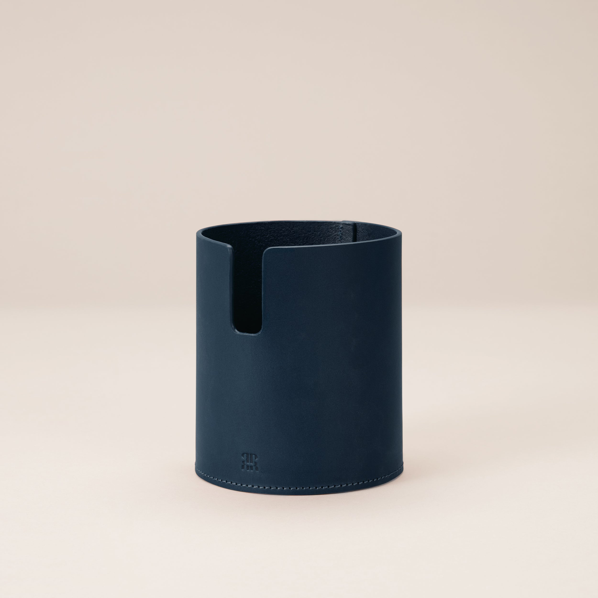 Leather Desk Gift Set — back view of navy leather organizer