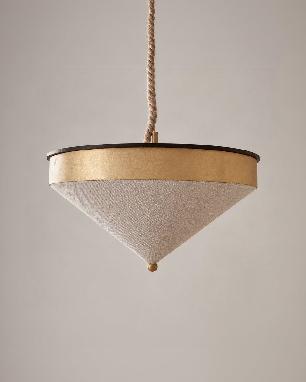 Le Cornet Ceiling or Pendant light in brass and coton by HAUVETTE & MADANI | The Oblist