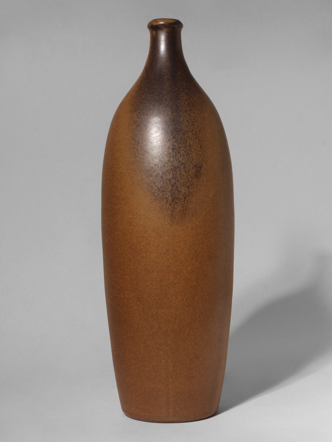 Mustard Brown Ceramic Studio Pottery Tall Vase, 1960s, Signed — lifestyle setting