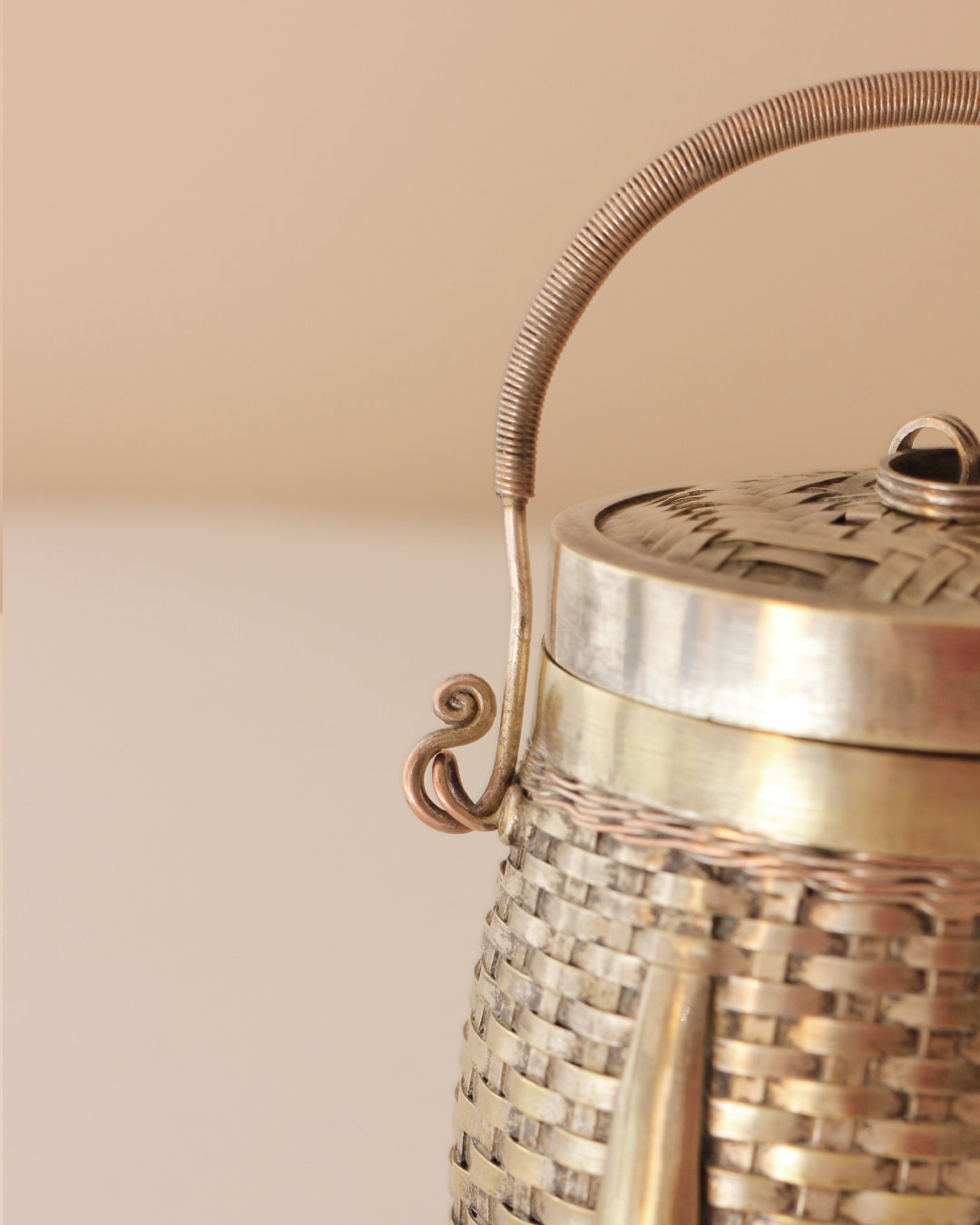 Pewter Basket — close-up