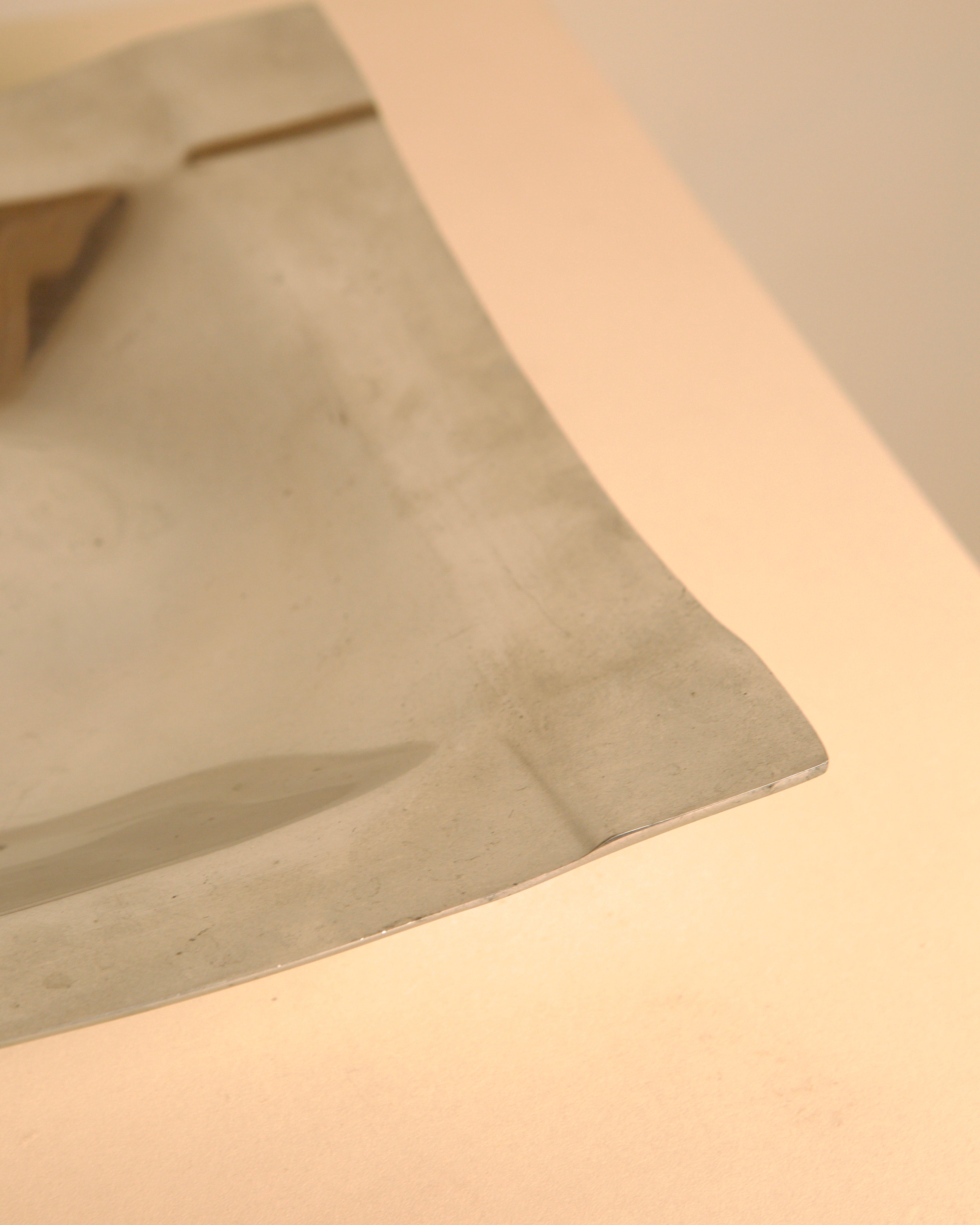 Large Italian Polished Aluminium Square Vide-Poche / Catchall, 1980s — close-up