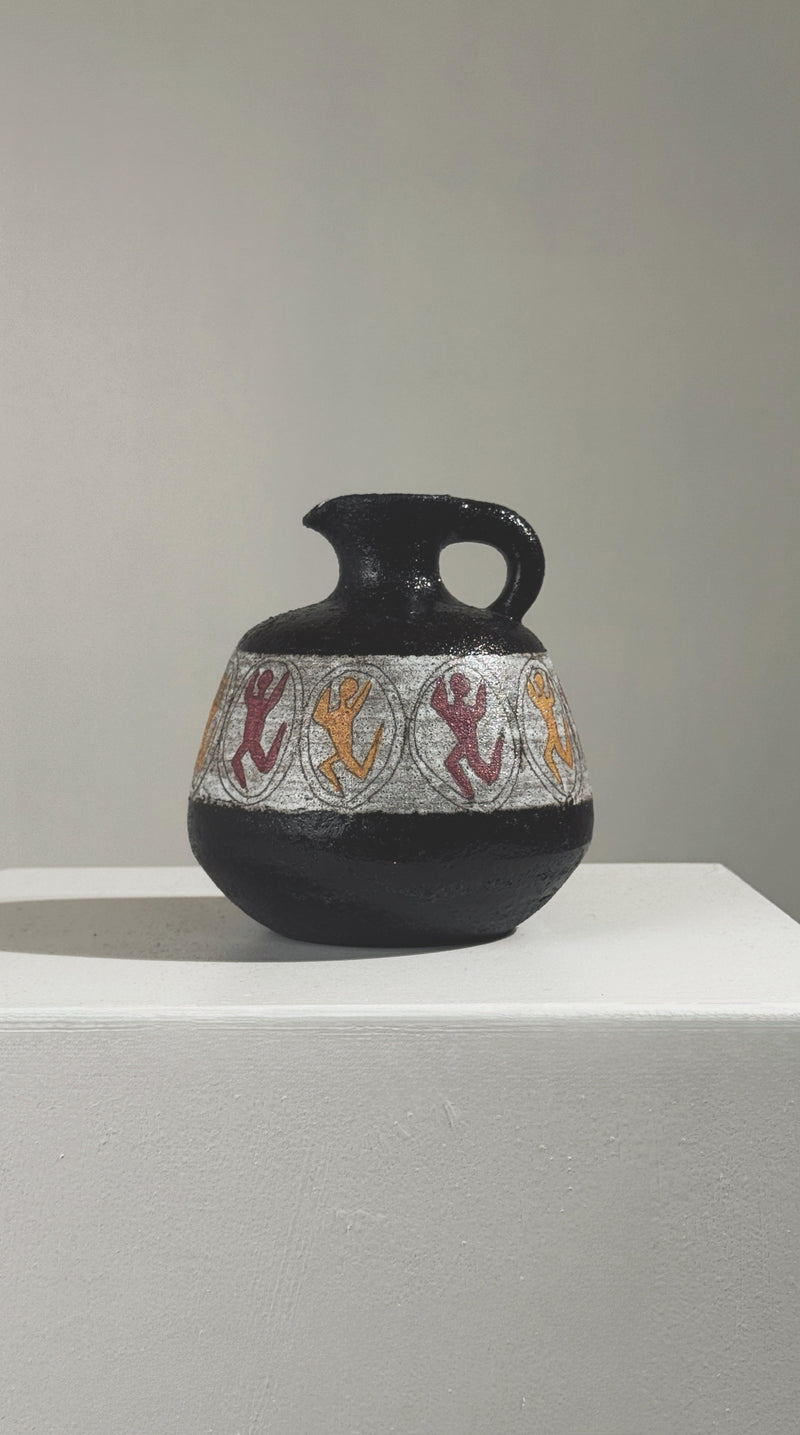 French stoneware pitcher with lobster motifs, Accolay 1960s
