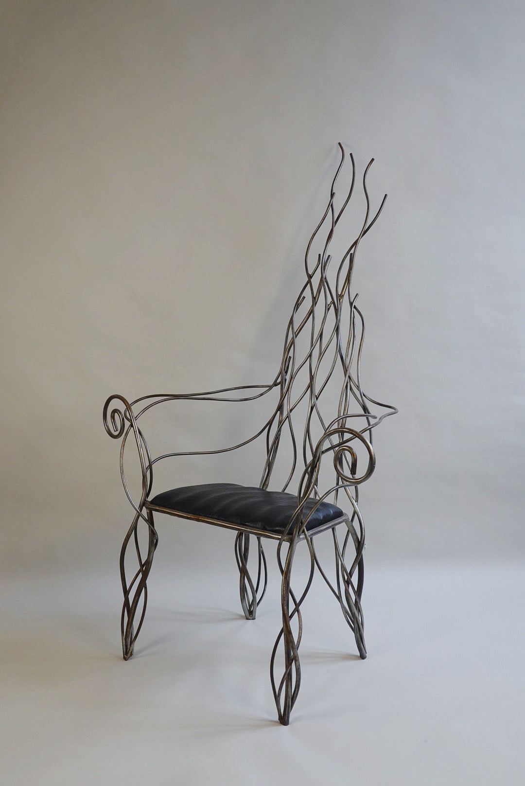 Iron High Back Chair in the manner of André Dubreuil c.1990's by Myakin | The Oblist