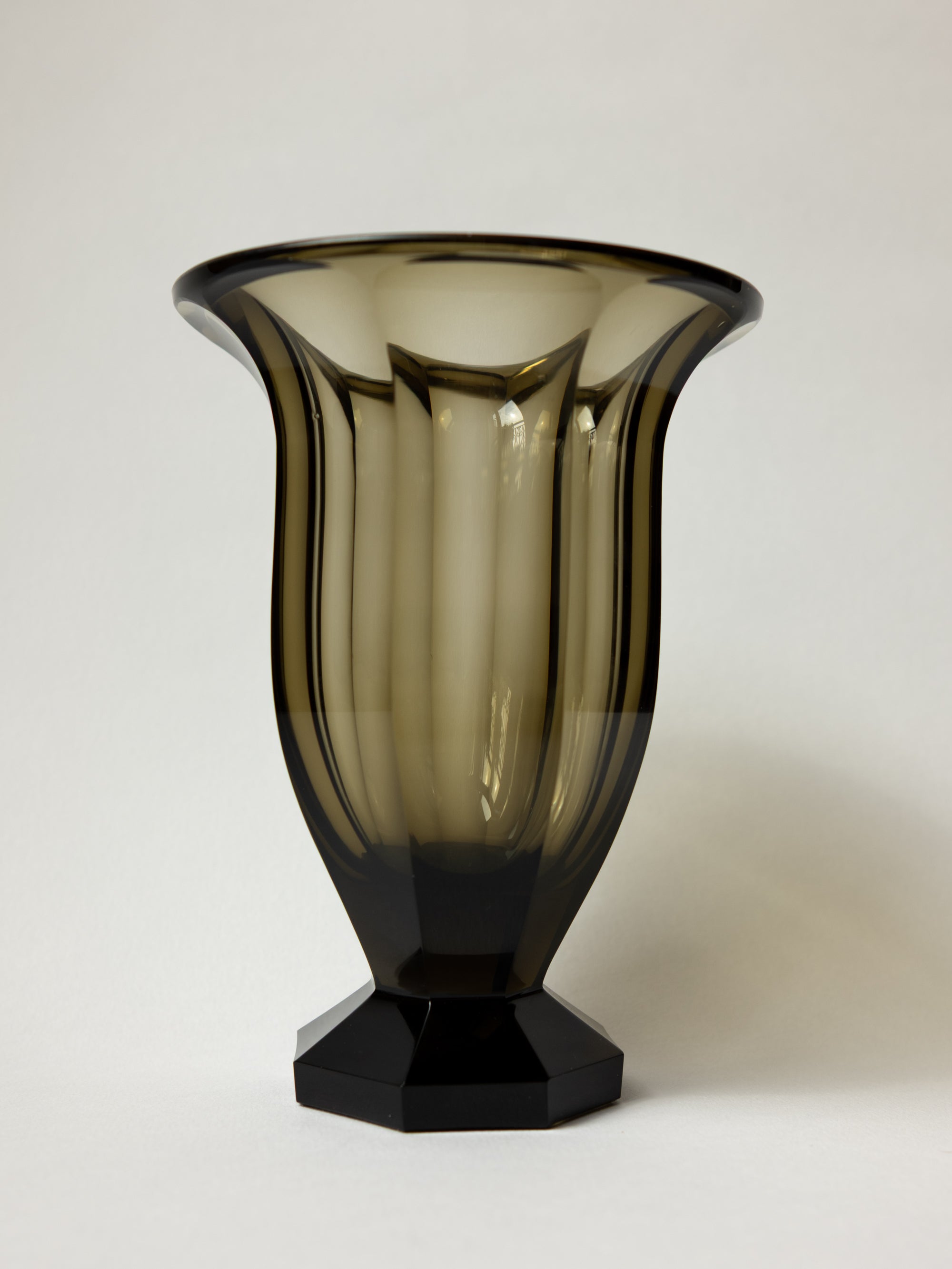 Art Deco Faceted Crystal Vase Attributed to Moser in Eldor | Czechoslovakia, c. 1930s — detail view
