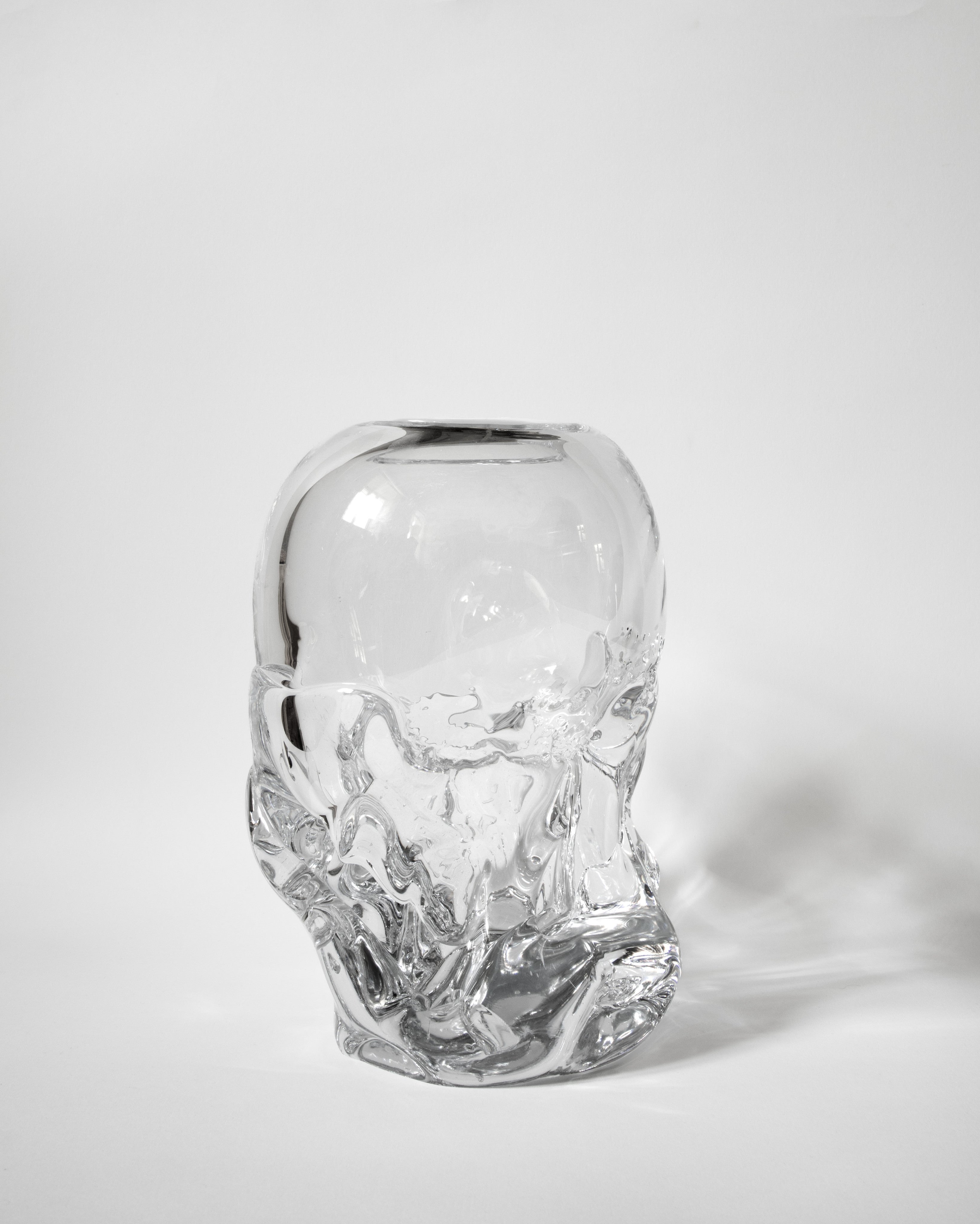 Egg Shaped Hand-blown Glass Vase — angled view on white background