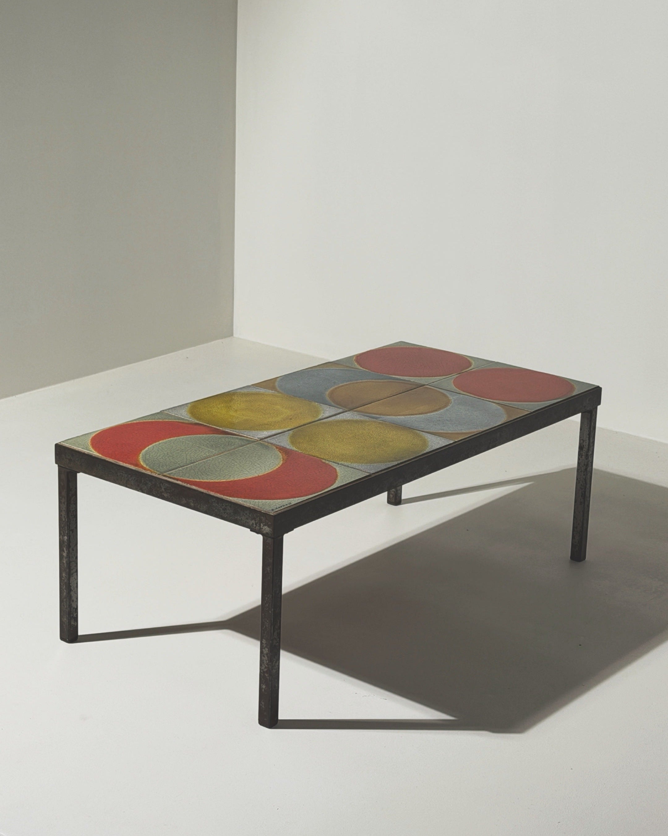 Rare Ceramic Table by Roger Capron by Figuresdesign | The Oblist — colorful ceramic top, modern design