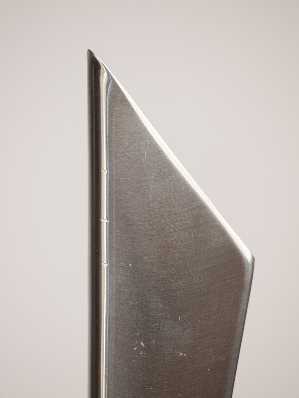 Folded Stainless Steel Bud Vase, Inverted Cone on Triangular Pyramid Foot, Space Age, 1960s-1970s — view 10